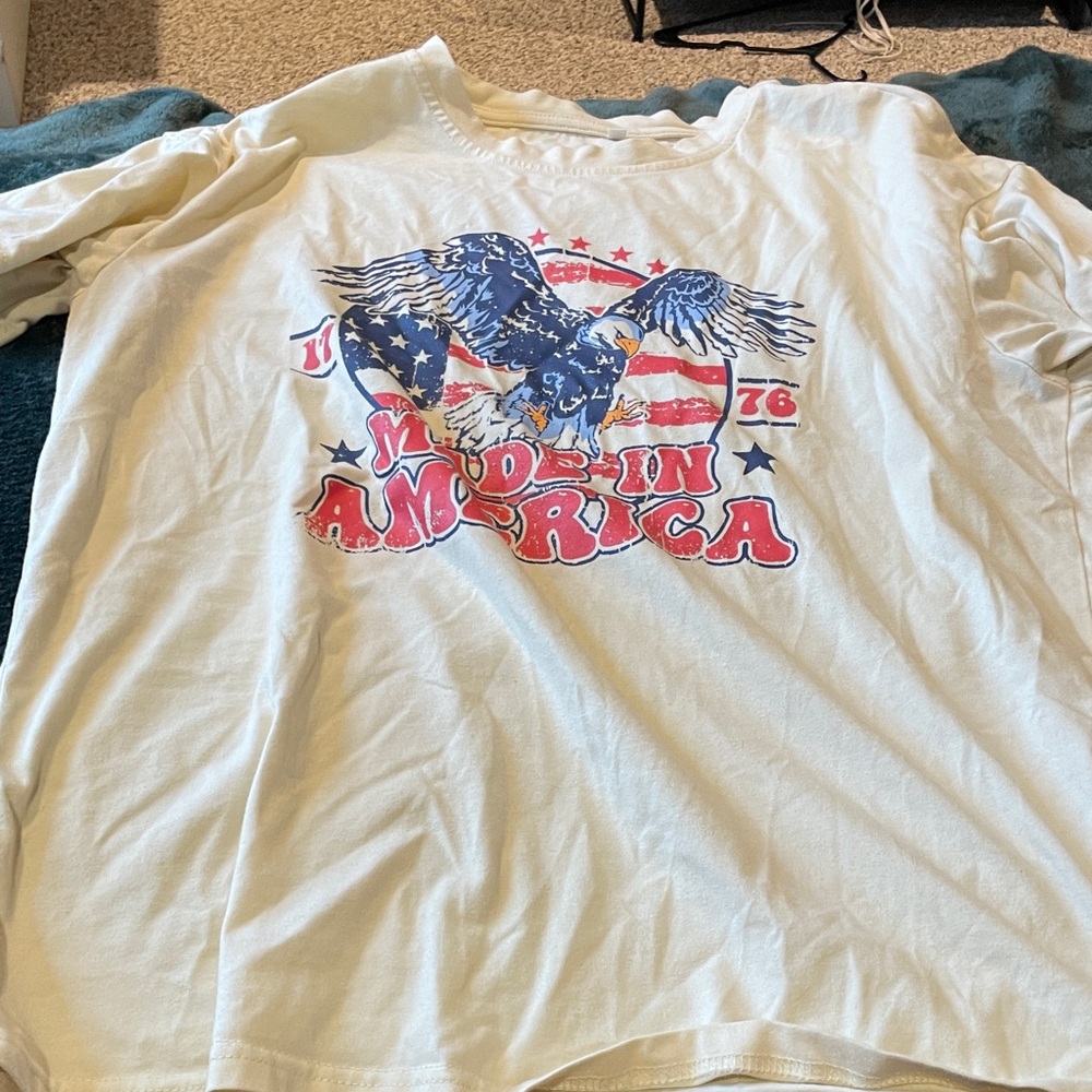 White Graphic T-Shirt with Eagle Design